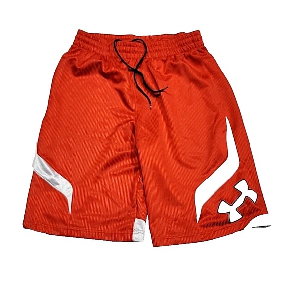 Under Armour Basketball Shorts Ribbed Lined Athletic Blaze Orange Men's Medium - Picture 9 of 11